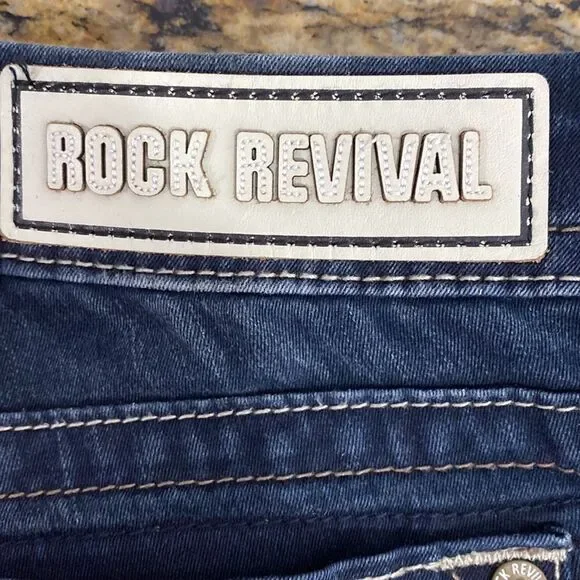 Rock Revival Anabela Dark Wash Low Rise Straight Leg Jeans Size 25 - Picture 4 of 11